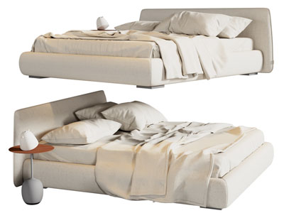 现代奶油风双人床