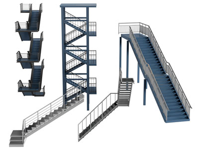 工业风loft旋转楼梯3d模型 工业风loft旋转楼梯