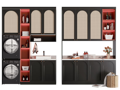 法式洗衣机 烘干机阳台收纳柜