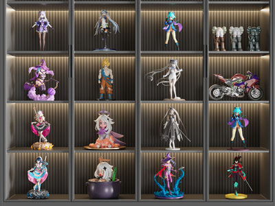 现代动漫游戏角色手办装饰柜