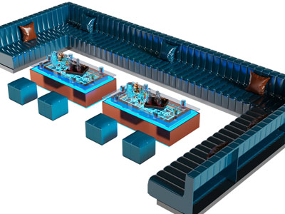 现代KTV包间卡座茶几组合