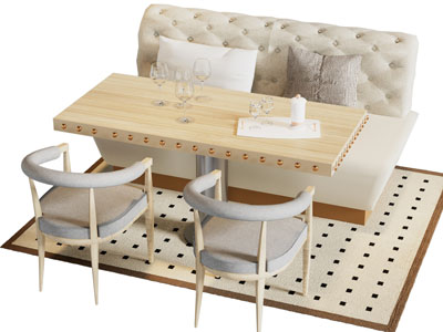 美式卡座餐桌椅组合