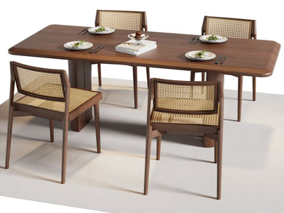 现代实木中古风餐桌椅组合