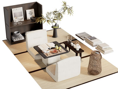 侘寂风茶桌椅组合 边柜