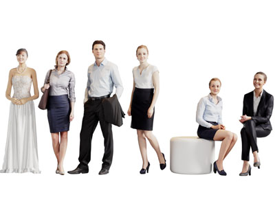 现代职业女人 男人 多人 人物3d模型 现代职业女人 男人 多人 人物