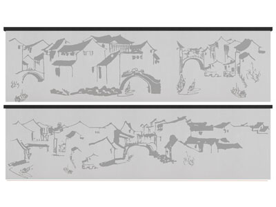 新中式建筑剪影 墙饰