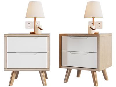 北欧实木床头柜 台灯