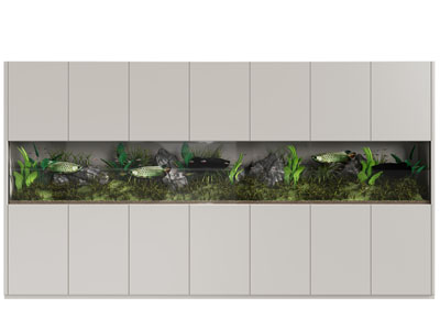 现代带鱼缸水族的装饰柜