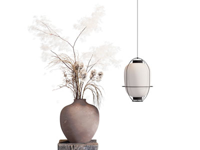 侘寂风花瓶花卉 吊灯