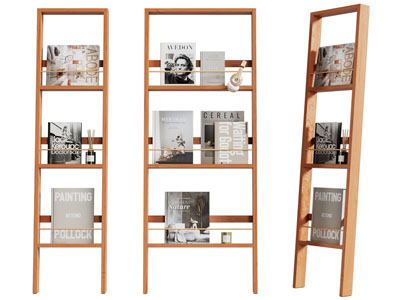 北欧书刊杂志实木梯形收纳架