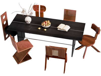 侘寂风实木餐桌椅组合