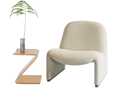 现代休闲椅子 边几