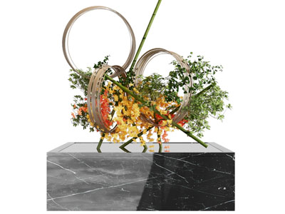 现代花篮花卉摆件组合