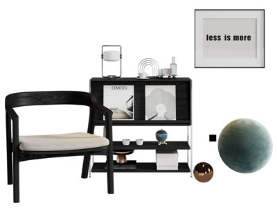 现代休闲椅子 边柜