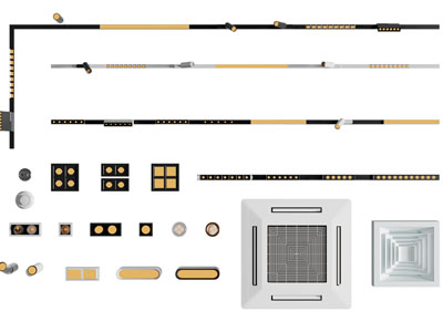 现代轨道磁吸灯 格栅灯