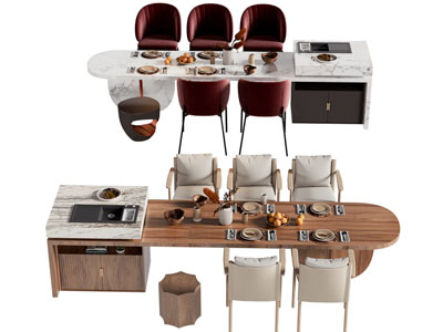 现代吧台餐桌椅组合