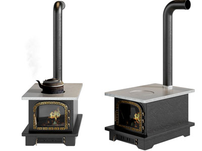 新中式带烟囱的壁炉火炉 铁炉