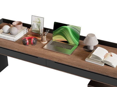 现代笔记本电脑 书籍 笔筒综合摆件组合