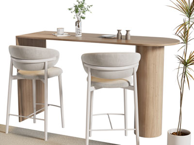 现代实木吧台 吧椅