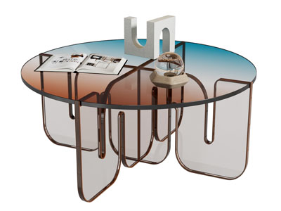 现代玻璃圆形茶几3d模型 现代玻璃圆形茶几