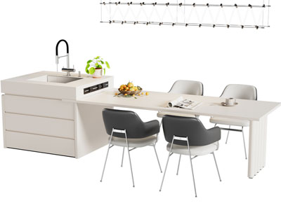 现代水吧台餐桌椅组合