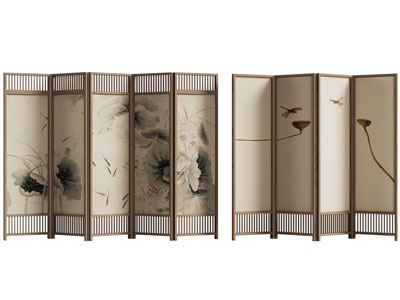 新中式实木边框的屏风