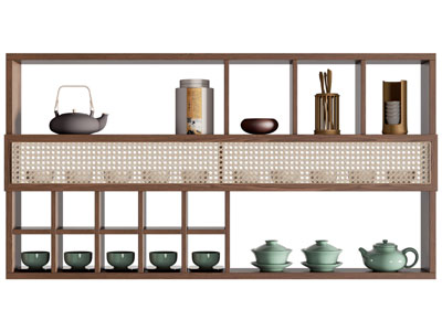 侘寂风墙面装饰架 茶具杯子收纳柜