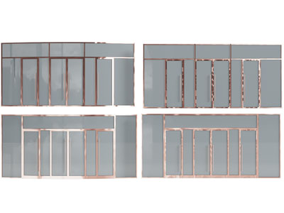 现代办公玻璃大门 双开门