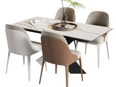 现代大理石餐桌椅组合