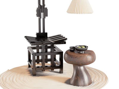 侘寂风创意休闲椅子 边几