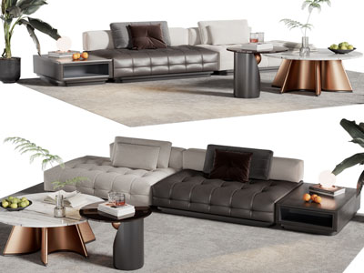 现代多人沙发 茶几组合