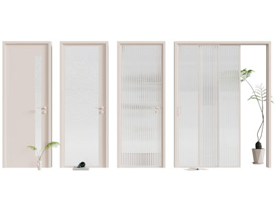 现代单扇平开门 玻璃推拉门