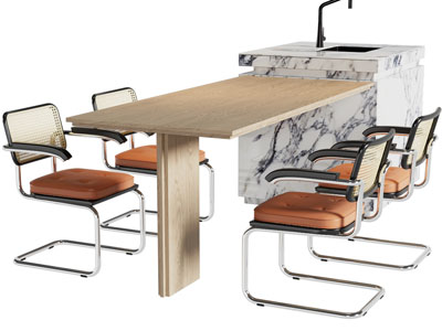 现代吧台餐桌椅组合