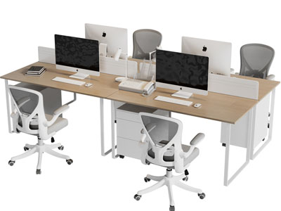 现代四人位办公桌椅组合
