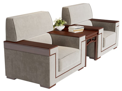 新中式单人沙发 边几