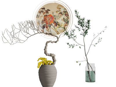 侘寂风花瓶花卉 挂画