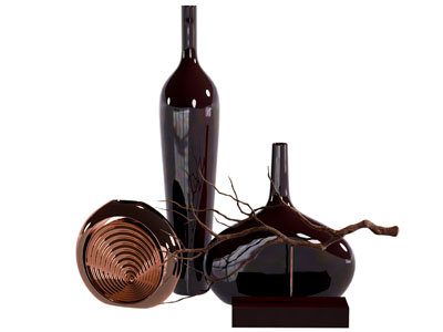 新中式彩色玻璃花瓶摆件组合