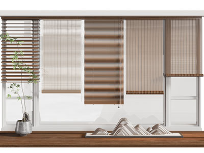 新中式竹帘 拉帘 挂帘 百叶窗帘3d模型 新中式竹帘 拉帘 挂帘 百叶窗帘