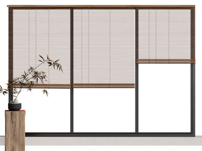 新中式竹帘 拉帘3d模型 新中式竹帘 拉帘