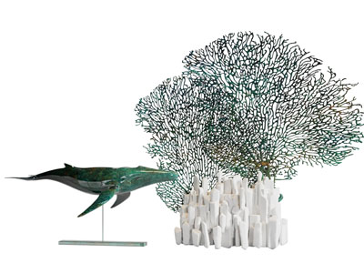 现代珊瑚 鲸鱼雕塑雕刻摆件组合3d模型 现代珊瑚 鲸鱼雕塑雕刻摆件组合