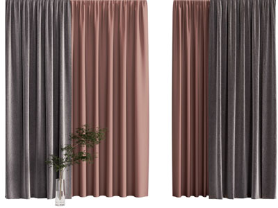 现代布艺窗帘3d模型 现代布艺窗帘