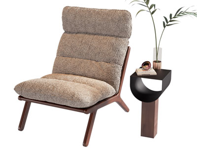 现代布艺休闲椅子 边几