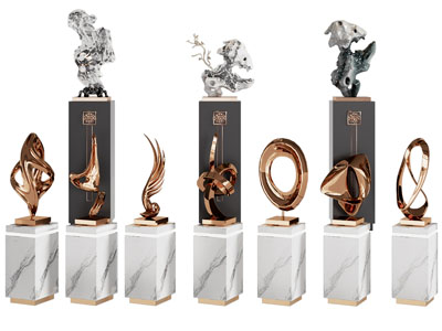 新中式假山雕塑雕刻 工艺品摆件组合