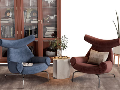现代休闲椅子 边几 书柜