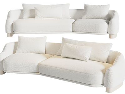 现代布艺多人沙发