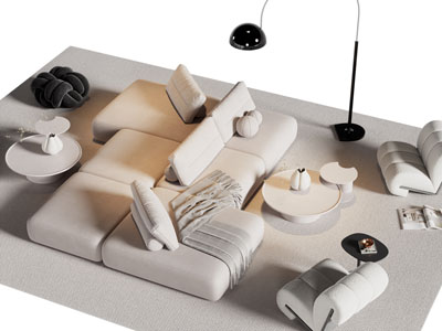 现代双向多人沙发 休闲椅子和茶几组合