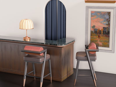 法式中古风吧椅吧台 装饰挂画