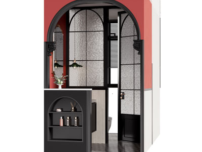 法式中古风卫浴间 拱形门隔断