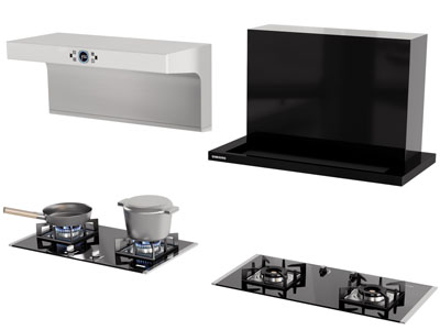 现代抽油烟机 燃气灶厨房电器3d模型 现代抽油烟机 燃气灶厨房电器