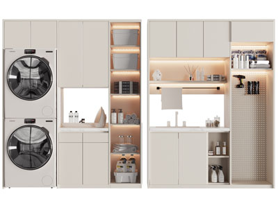 现代阳台洗衣机收纳柜